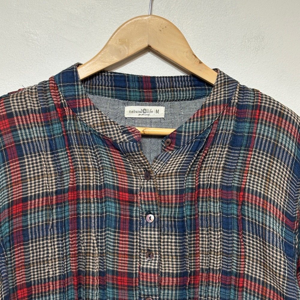 NATURAL LIFE Plaid Pullover Blouse in Navy, Red, Cream - Picture 3 of 9